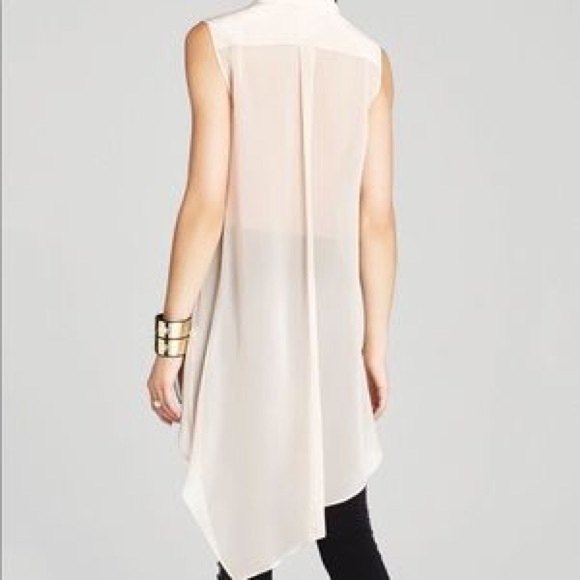 BCBGMaxAzria Kaley Silk Cascade Back Button Up Top - Picture 7 of 8